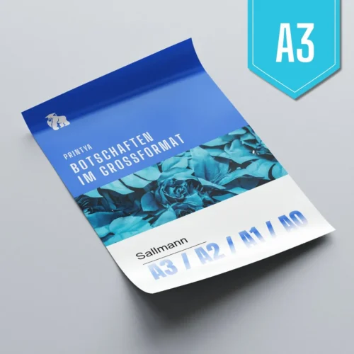 Mockup Poster A3 drucken – kompaktes Plakat im Hoch- oder Querformat, Farbdruck auf hochwertigem Papier