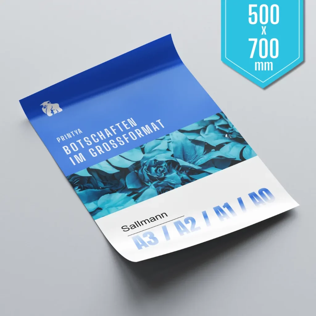 Poster- und Plakatdruck im Großformat 500 × 700 mm | Printya Mockup für Poster- und Plakatdruck im Format 500 × 700 mm